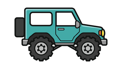 Fototapeta premium Cartoon style blue off-road vehicle with large tires