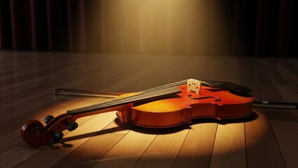 violin and guitar on wooden background