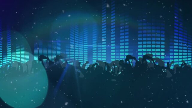 Animation of people dancing over light spots