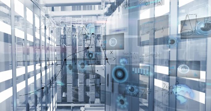 Animation of data processing over server room