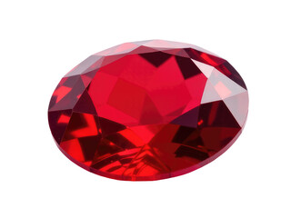 A single red diamond set against a pure white background, perfect for highlighting elegance and luxury