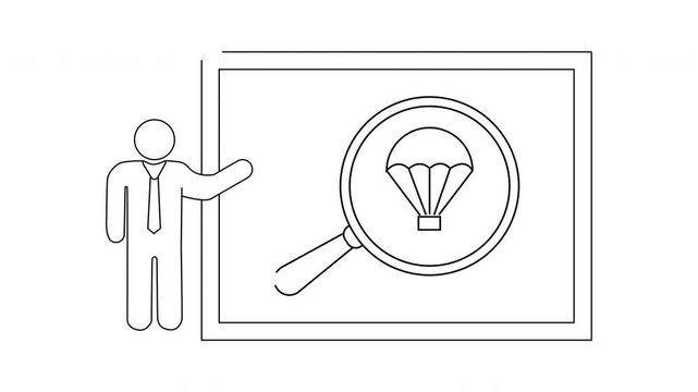 Presentation on Parachuting A Detailed Outline Illustration.