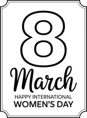 8 March Happy International Women&rsquo;s Day Minimal Poster Vector