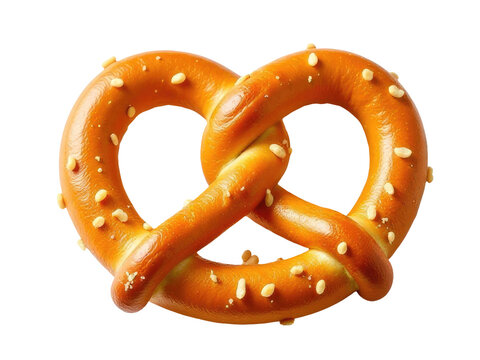 A single pretzel shaped like a heart on a white background, perfect for Valentine's Day or romantic celebrations