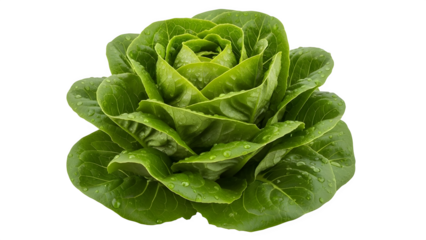 Fresh green lettuce head isolated on transparent background