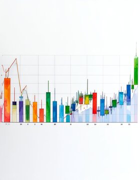 Colorful Candlestick Chart Illustrating Market Trends and Financial Analysis.