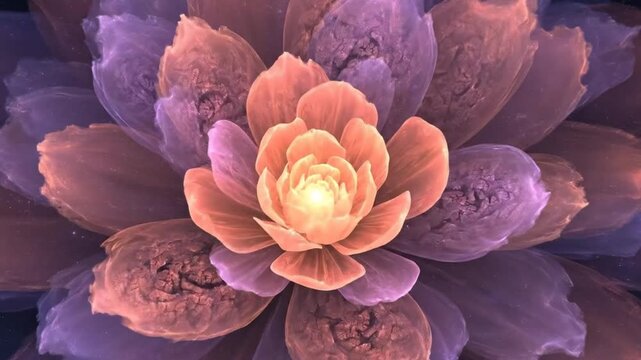 Abstract floral bloom vibrant petals in vivid colors and digital rendering