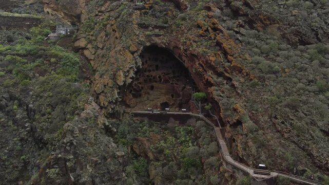 Impressive archaeological site of Cenobio de Valeron, a collective granary on Gran Canaria island