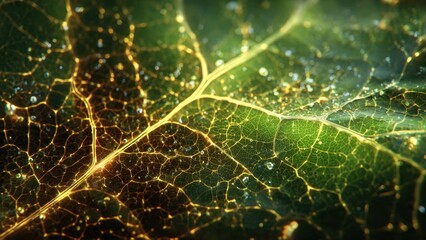 Macro view of a bright leaf structure.