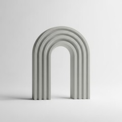 Modern Gray Archway Sculpture on White