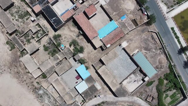 Aerial View of Rural Village in Gansu, China