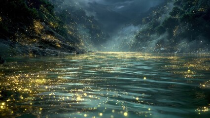 Mystical river glows with bioluminescence at night
