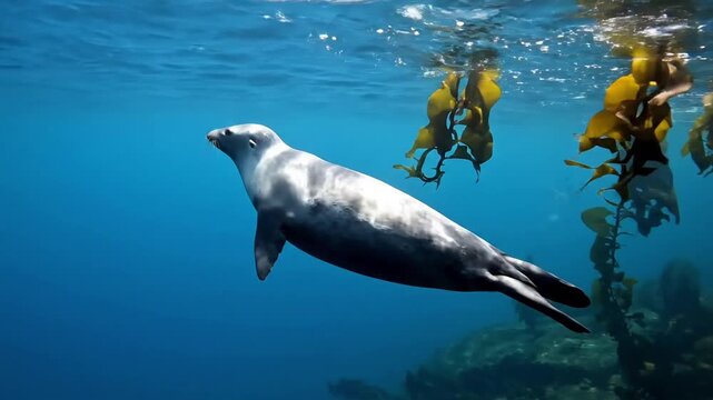Textural Detail of a Seal's Fur and Whiskers An intimate, naturalistic close up focusing on the intricate details of a seal's sleek, wet fur and sensitive whiskers, highlighting the animal's unique?