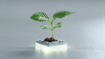 Plant Growing from Computer Chip