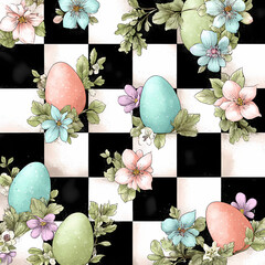 Creative Easter Illustration Combining Chess and Holiday Symbols
