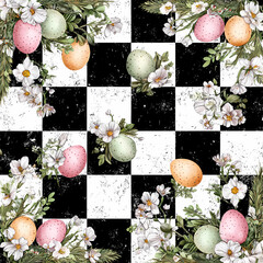 Creative Easter Illustration Combining Chess and Holiday Symbols