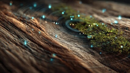 Wooden Surface with Moss and Light