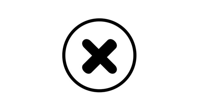 Close Button icon animation. Black close button icon or error mark symbol for user interface design and website navigation exit.