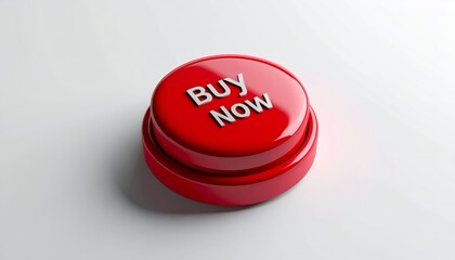 Red Buy Now Button on White Background.