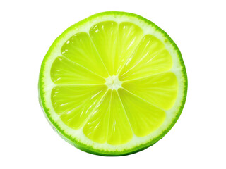 A lime cut in half on a white background, ideal for food and beverage related uses