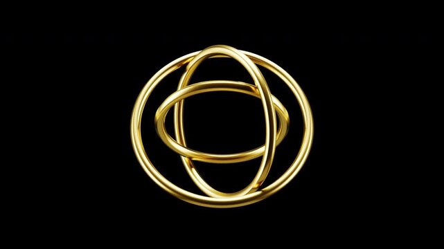 Golden Gyroscope Spinning on Black Background - Business Core Loop