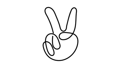 Hand with two fingers, one outline drawing