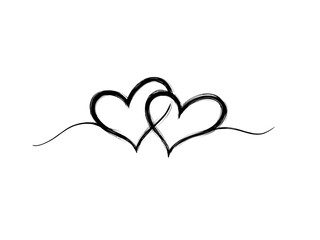 Fototapeta premium Two hearts are drawn in a line