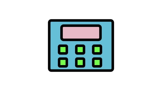 Calculator icon animation. Digital calculator icon for financial math calculations, accounting business tools, and numeric input for electronic devices.