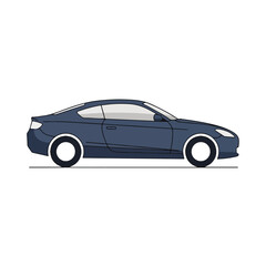 Fototapeta premium Dark Blue Coupe Car Vector Illustration on White Background