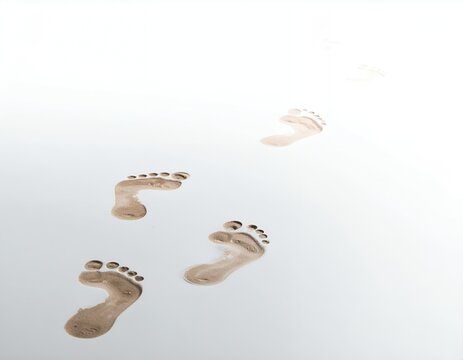 Footprints on a White Surface - A Journey of Steps.