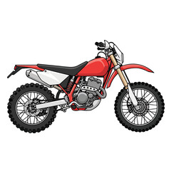 Obraz premium Red Dirt Bike Illustration with Silver Engine and Black Tires