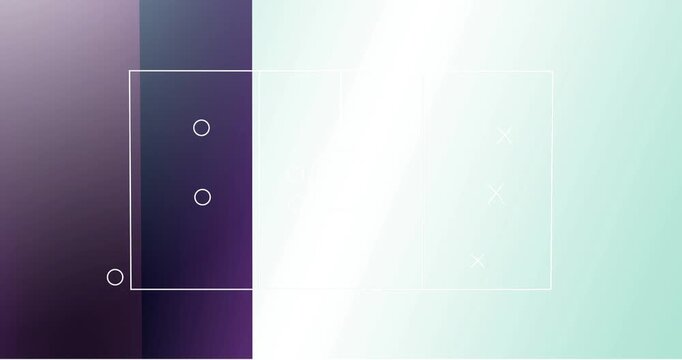 Animation of game plan over purple and blue stripes