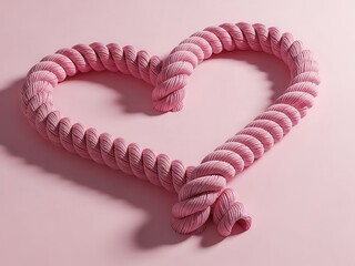 Heart Shape Made of Pink Rope, Love and Valentine's Day Concept