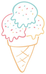 Ice Cream Cone with Three Scoops Sticker