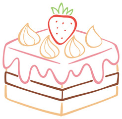 Strawberry Cake with Cream Topping Sticker