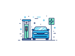 A car is charging at a charging station