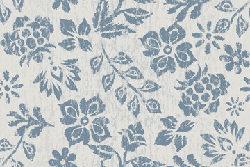 Abstract floral seamless pattern with vintage ikat motifs and botanical elements for fabric and wallpaper all over flower blossom traditional textured.Design for texture, fabric, clothing