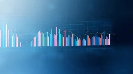 Colorful Digital Data Analytics Dashboard with Moving Bar Charts and Statistical Indicators - Powered by Adobe