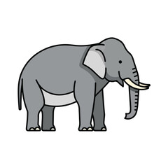 Fototapeta premium Gray Elephant Cartoon Character Illustration on White Background