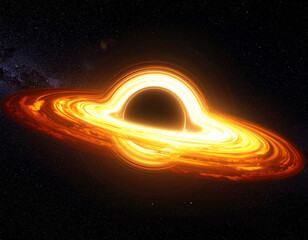 Supermassive Black Hole with Glowing Golden Accretion Disk
