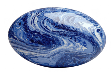 A blue and white marble with a swirl pattern