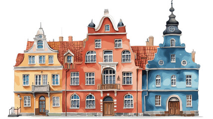 Fototapeta premium House of the Blackheads. House of the Blackheads watercolor vector illustration