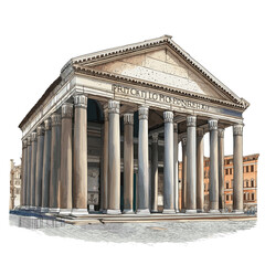 Obraz premium Pantheon. Pantheon watercolor vector illustration