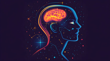 Human brain digital illustration cosmos