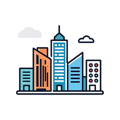 Fototapeta premium Abstract vector illustration of a city skyline with buildings and skyscrapers in black silhouette style