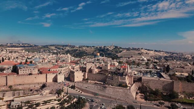 Jerusalem Old City Wide Aerial View Jaffa Gate and Tower of David