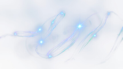 Abstract light blue shapes with bright spots are visible in a soft white gradient background clean white background cutout