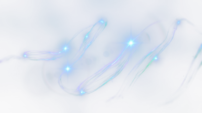 Abstract light blue shapes with bright spots are visible in a soft white gradient background clean white background cutout - Powered by Adobe