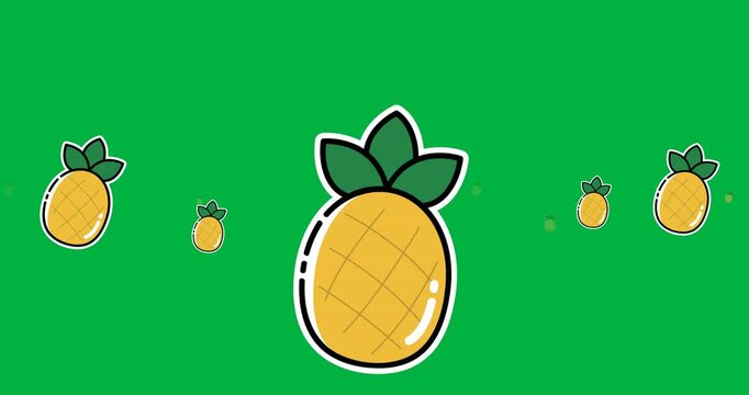 Digitally generated image of multiple pineapple icons against black background