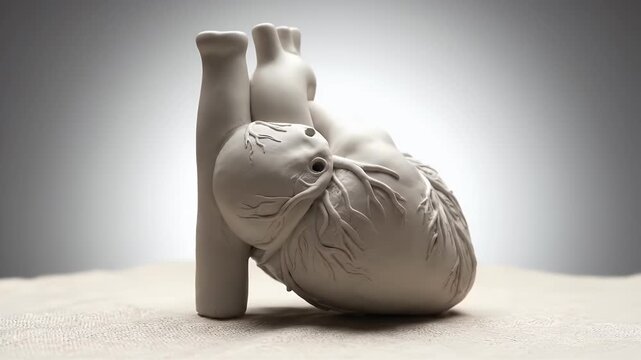 Anatomical Heart Model Rotating on Neutral Background for Medical Research Education and Healthcare Promotion